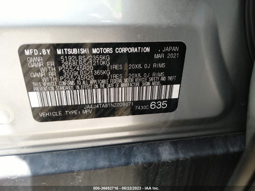 2022 MITSUBISHI OUTLANDER ES - JA4J4TA81NZ008071