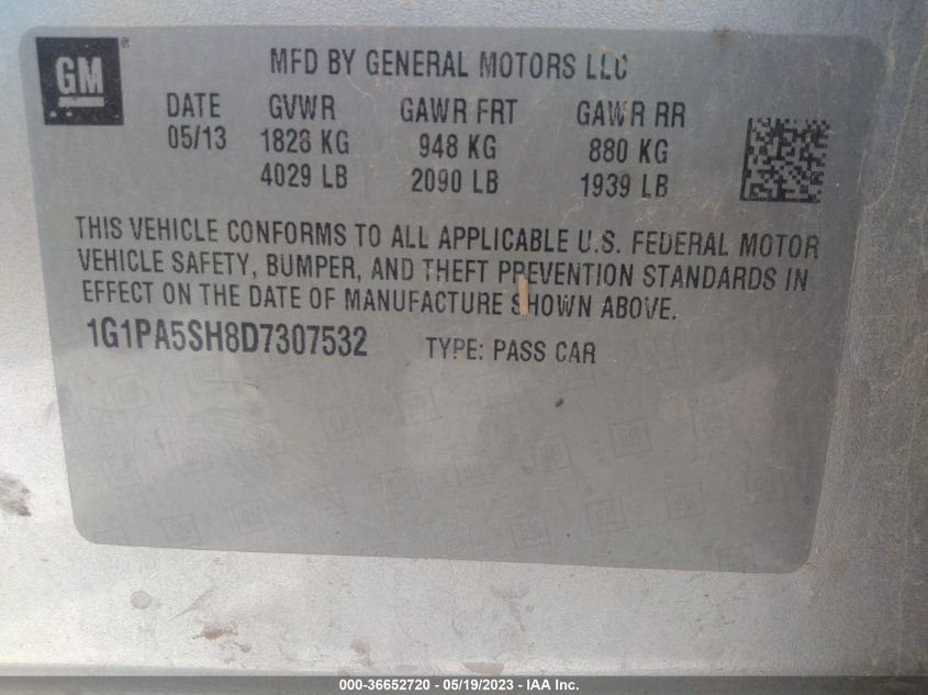 2013 CHEVROLET CRUZE LS - 1G1PA5SH8D7307532