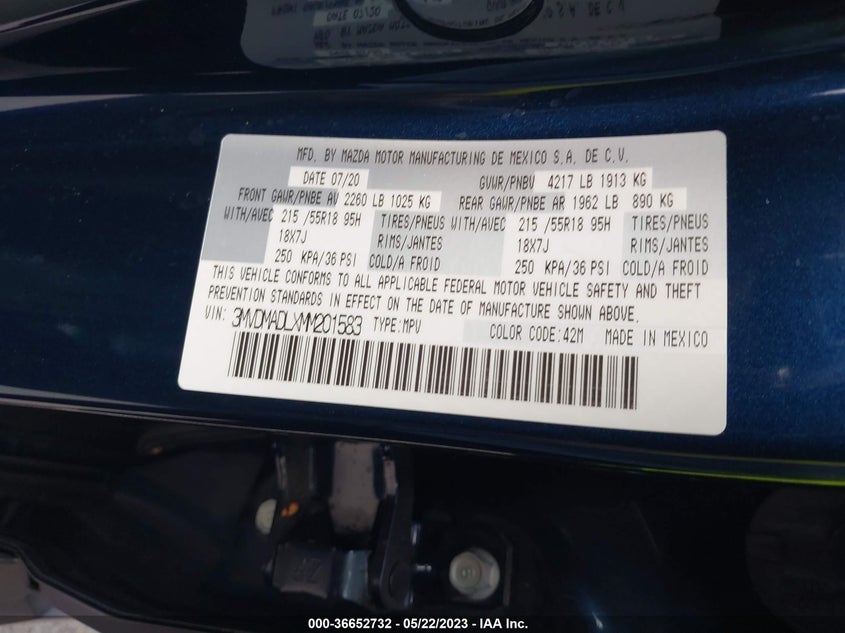 VIN 3MVDMADLXMM201583 2021 MAZDA CX-30 PREMIUM