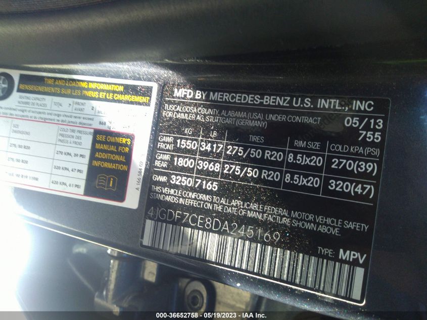 2013 MERCEDES-BENZ GL-CLASS GL 450 4JGDF7CE8DA245169