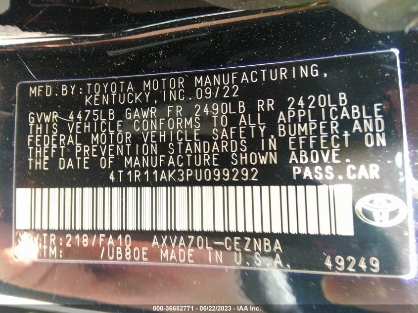 2023 TOYOTA CAMRY LE - 4T1R11AK3PU099292
