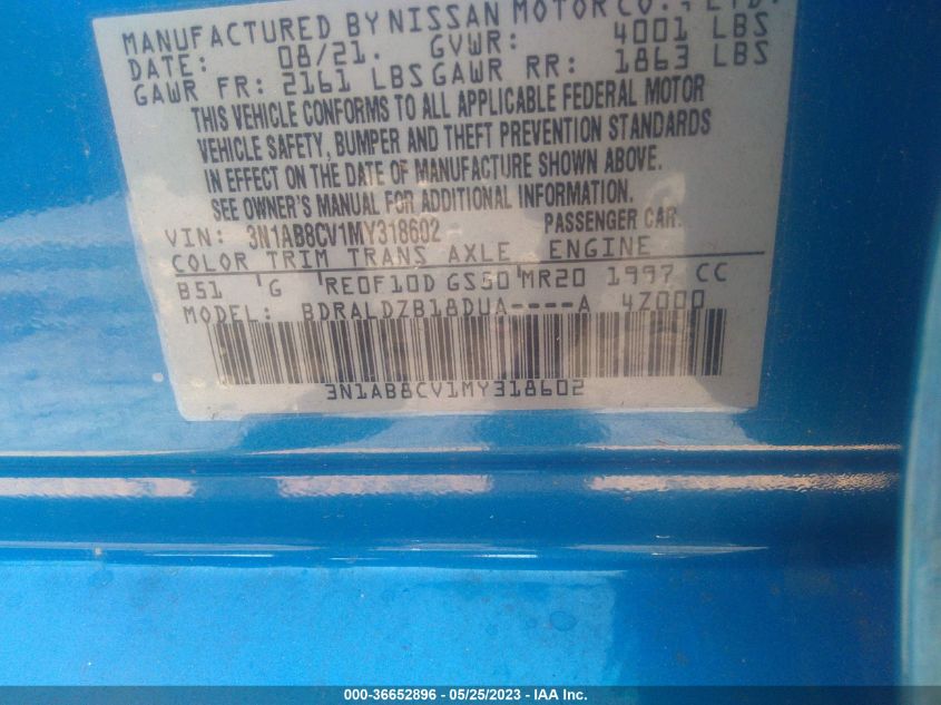 2021 NISSAN SENTRA SV - 3N1AB8CV1MY318602