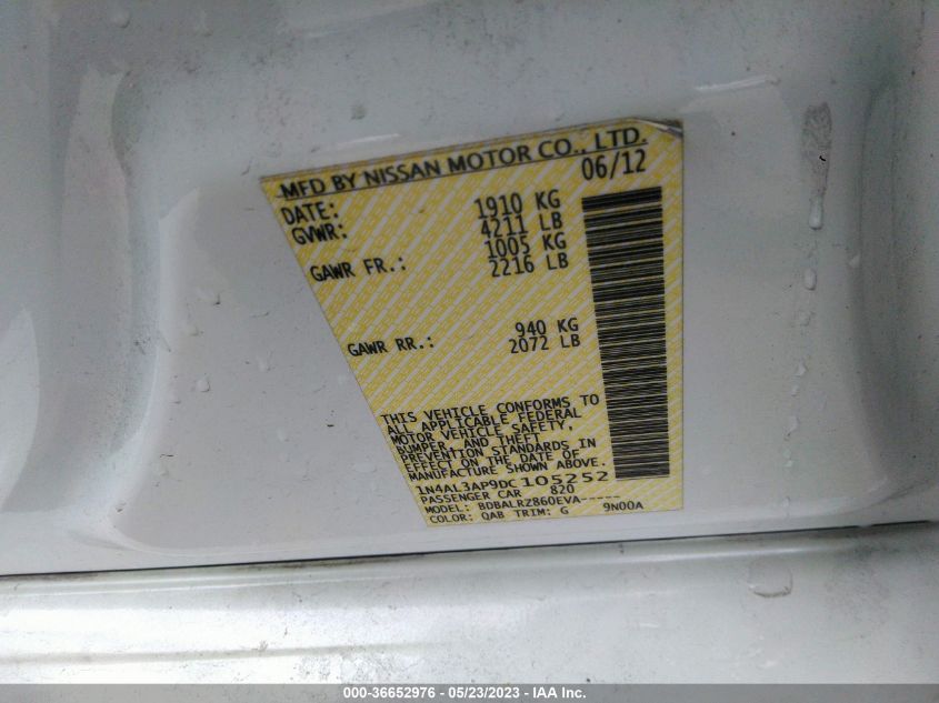 2013 NISSAN ALTIMA 2.5 S - 1N4AL3AP9DC105252