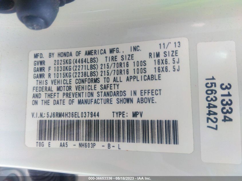 2014 HONDA CR-V LX - 5J6RM4H36EL037944