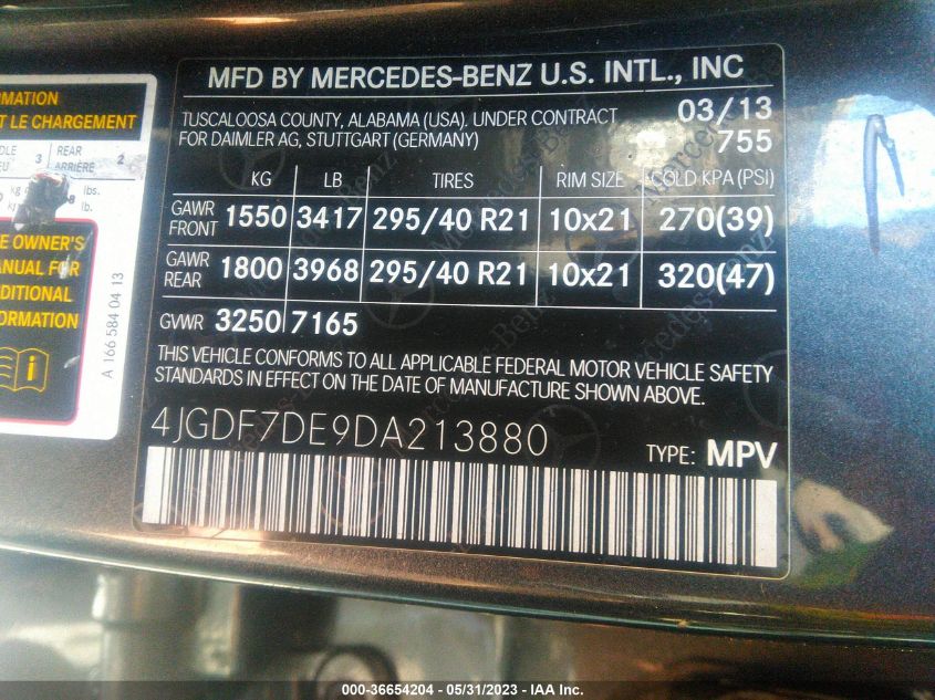 2013 MERCEDES-BENZ GL-CLASS GL 550 4JGDF7DE9DA213880