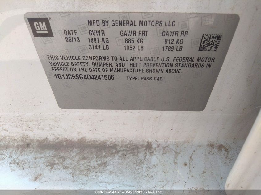 2013 CHEVROLET SONIC LT - 1G1JC5SG4D4241506