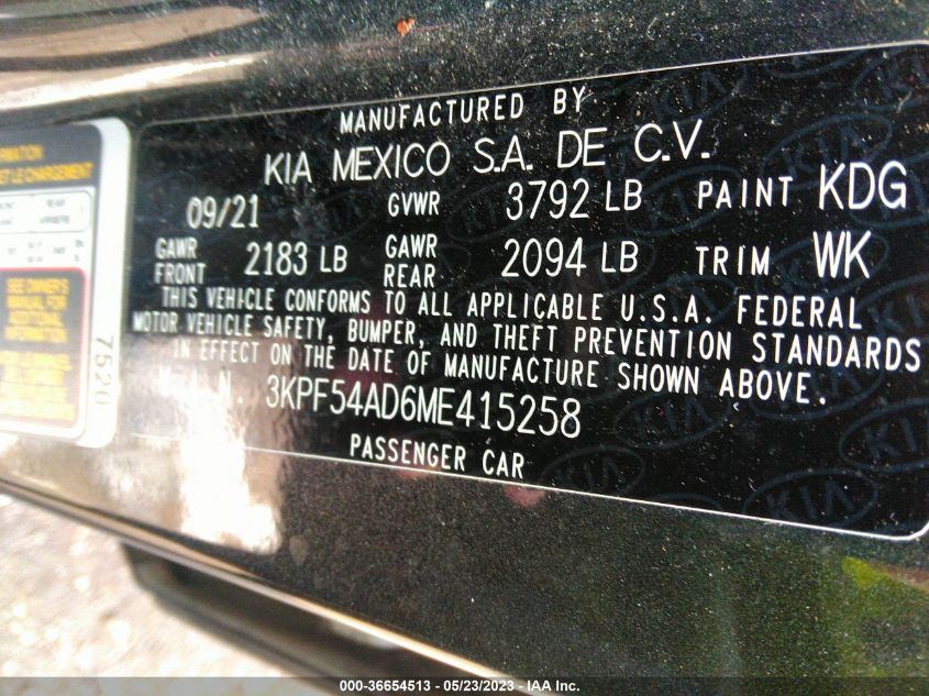 2021 KIA FORTE EX - 3KPF54AD6ME415258