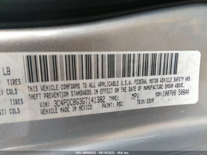 2016 DODGE JOURNEY SXT - 3C4PDCBG3GT141382