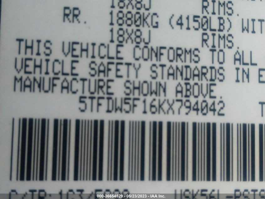 2019 TOYOTA TUNDRA 4WD SR5 - 5TFDW5F16KX794042