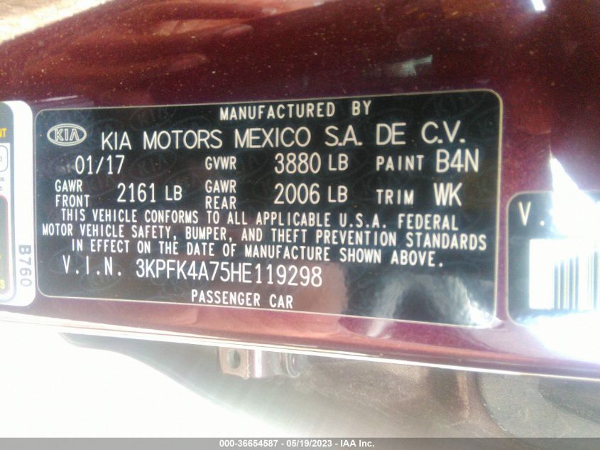 2017 KIA FORTE LX - 3KPFK4A75HE119298