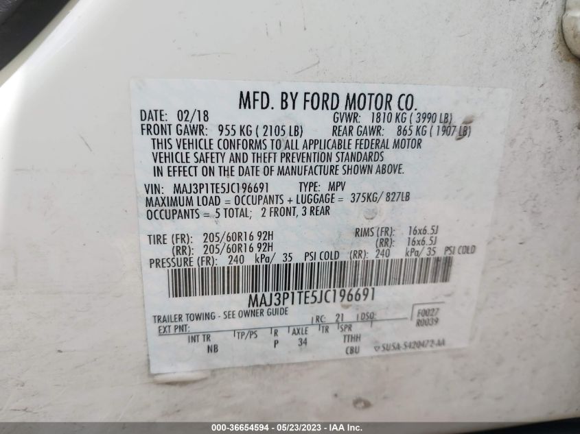 2018 FORD ECOSPORT SE - MAJ3P1TE5JC196691