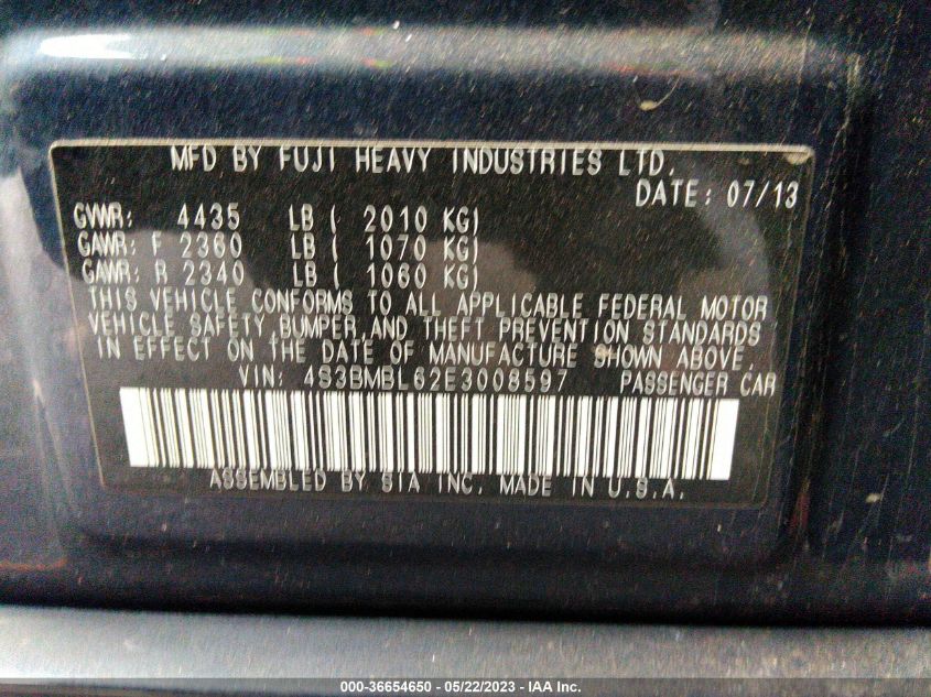 2014 SUBARU LEGACY 2.5I LIMITED - 4S3BMBL62E3008597