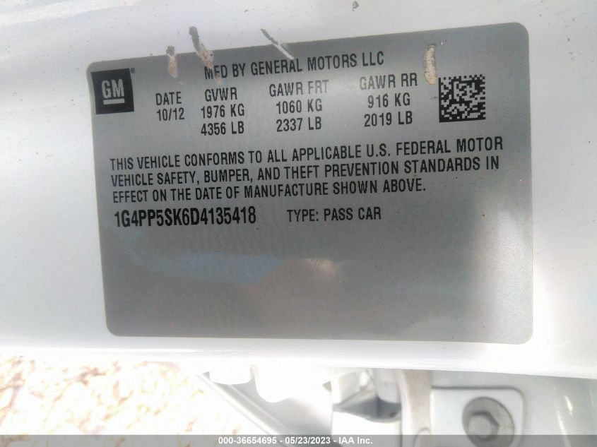 2013 BUICK VERANO - 1G4PP5SK6D4135418
