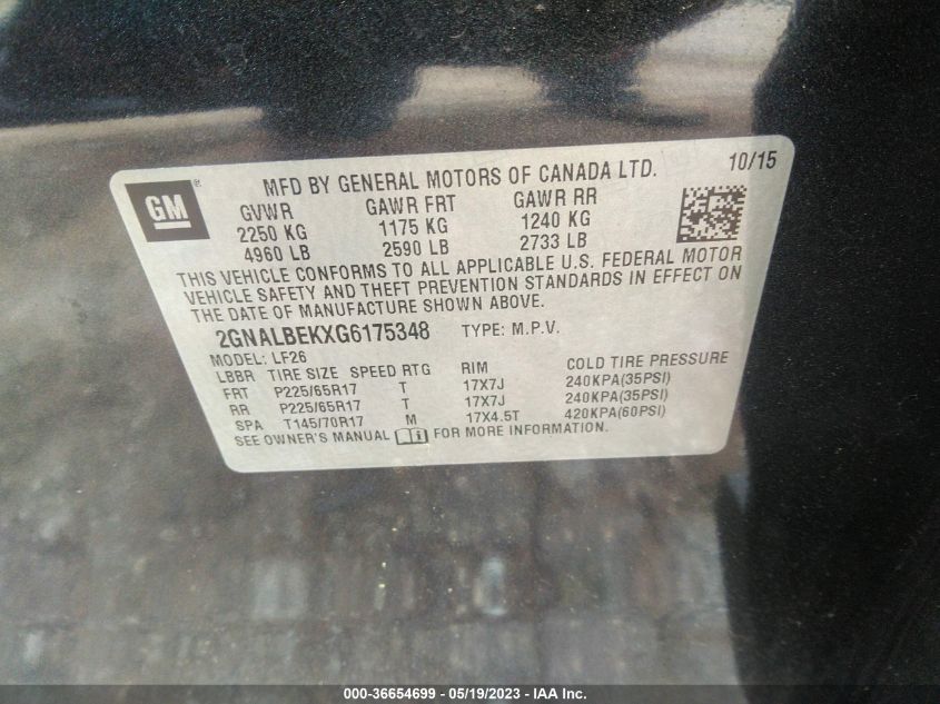2016 CHEVROLET EQUINOX LS - 2GNALBEKXG6175348