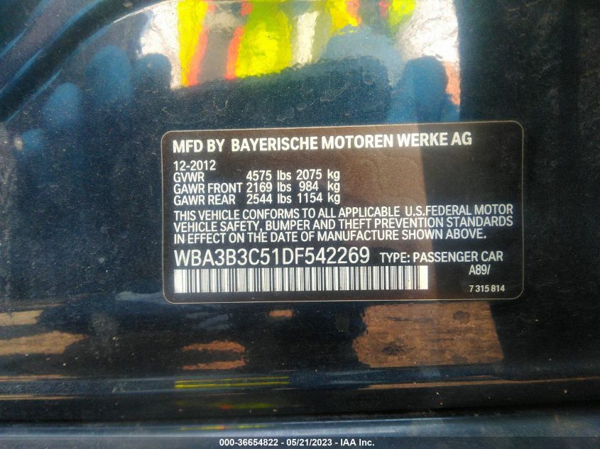 2013 BMW 3 SERIES 328I XDRIVE - WBA3B3C51DF542269