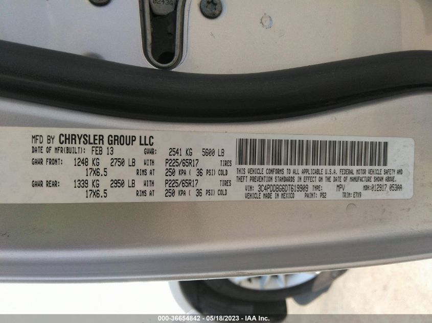 2013 DODGE JOURNEY SXT - 3C4PDDBG6DT619909