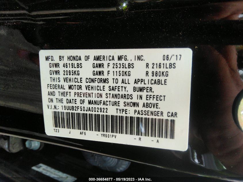 2018 ACURA TLX W/TECHNOLOGY PKG - 19UUB2F50JA002922