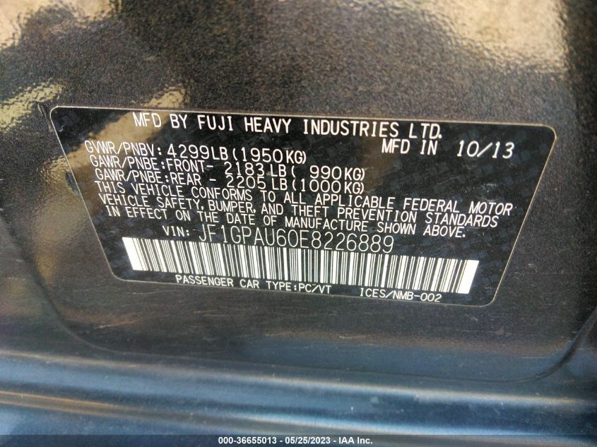 2014 SUBARU IMPREZA WAGON 2.0I SPORT LIMITED - JF1GPAU60E8226889
