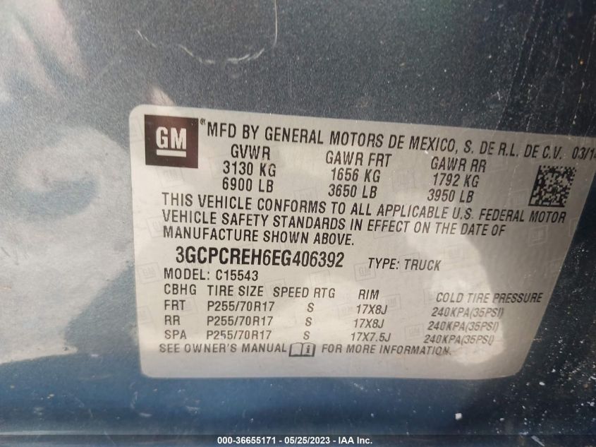 2014 CHEVROLET SILVERADO 1500 LT - 3GCPCREH6EG406392
