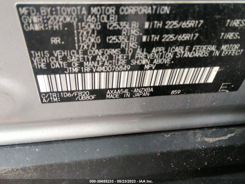 2021 TOYOTA RAV4 LE - JTMF1RFV4MD076849