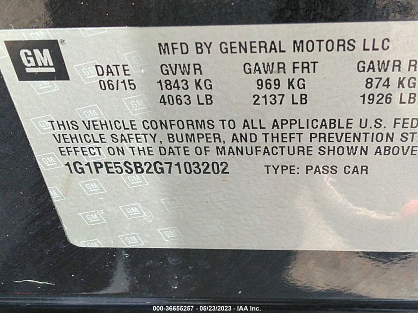 2016 CHEVROLET CRUZE LIMITED LT - 1G1PE5SB2G7103202