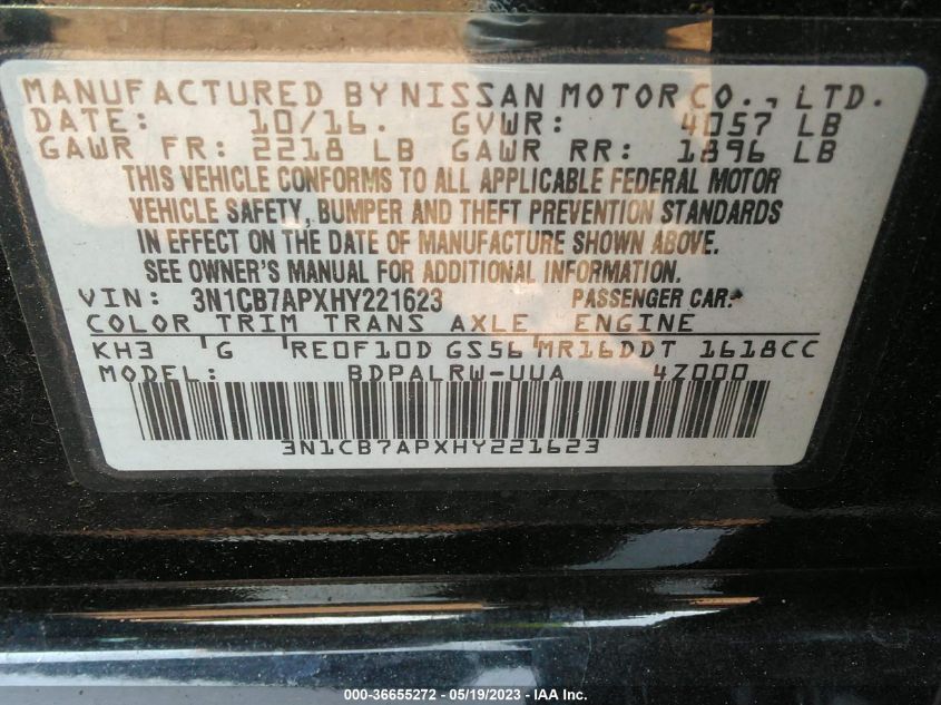 2017 NISSAN SENTRA SR TURBO - 3N1CB7APXHY221623