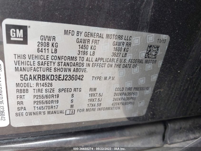 2014 BUICK ENCLAVE LEATHER - 5GAKRBKD3EJ236042