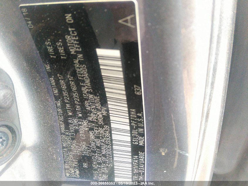 2018 TOYOTA SIENNA L - 5TDZZ3DC6JS938439