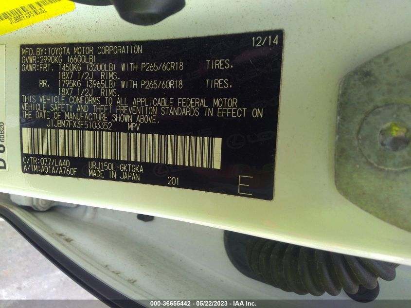2015 LEXUS GX 460 - JTJBM7FX3F5103352