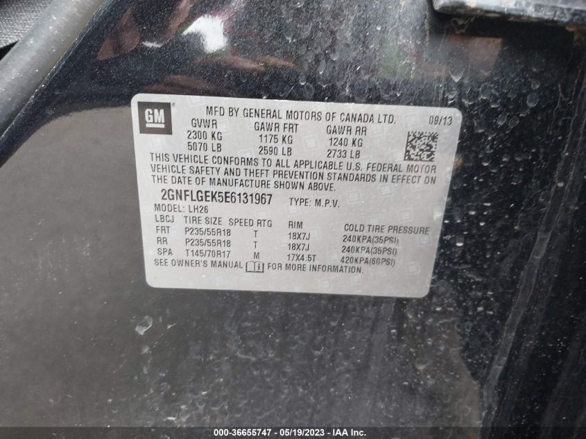 2014 CHEVROLET EQUINOX LT - 2GNFLGEK5E6131967