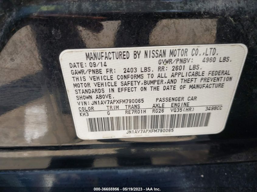2015 INFINITI Q50 HYBRID SPORT - JN1AV7APXFM790065