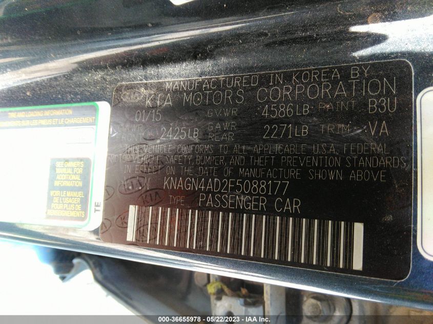 2015 KIA OPTIMA HYBRID EX - KNAGN4AD2F5088177