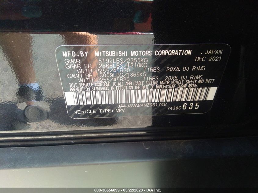 2022 MITSUBISHI OUTLANDER SEL - JA4J3VA84NZ061748