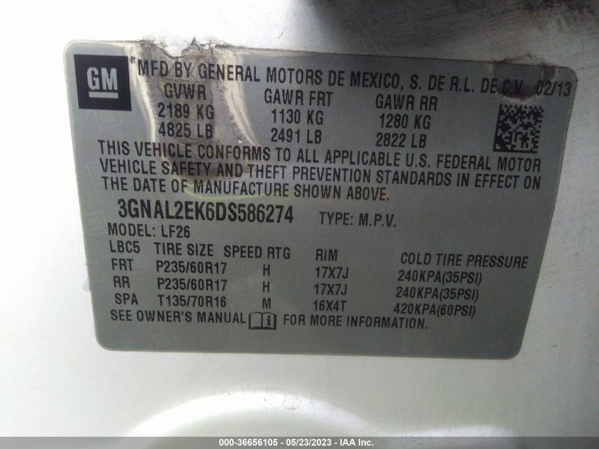 2013 CHEVROLET CAPTIVA SPORT FLEET LS - 3GNAL2EK6DS586274