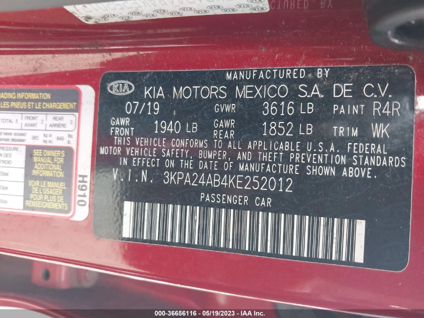 2019 KIA RIO S - 3KPA24AB4KE252012