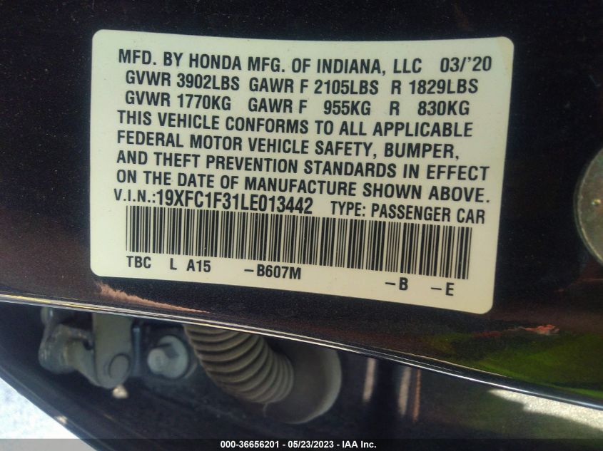 2020 HONDA CIVIC SEDAN EX - 19XFC1F31LE013442