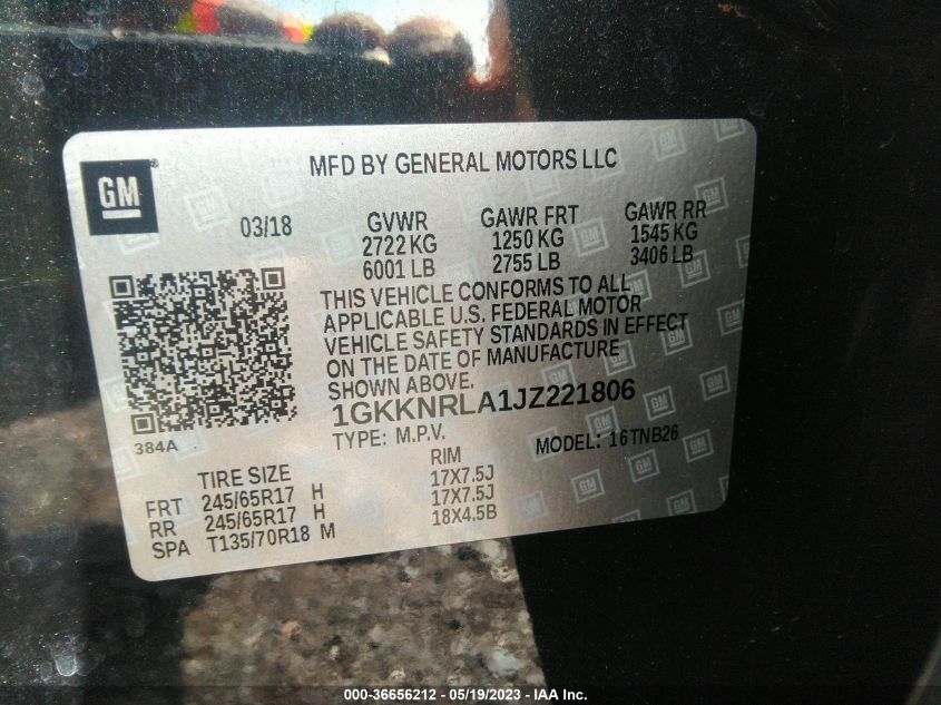 2018 GMC ACADIA SLE - 1GKKNRLA1JZ221806