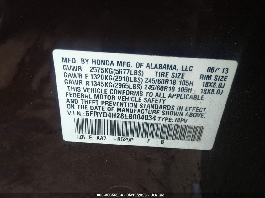 2014 ACURA MDX - 5FRYD4H28EB004034