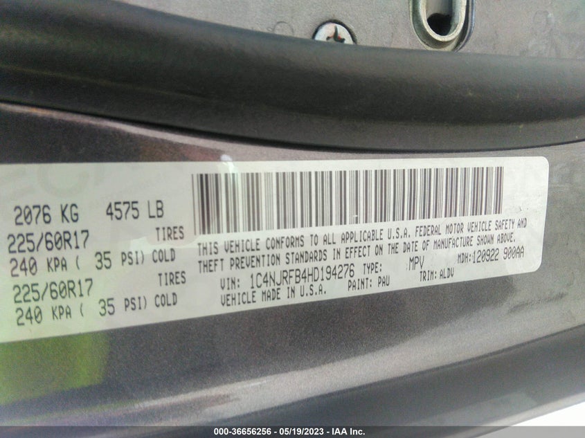 VIN 1C4NJRFB4HD194276 2017 JEEP PATRIOT HIGH ALTITUDE