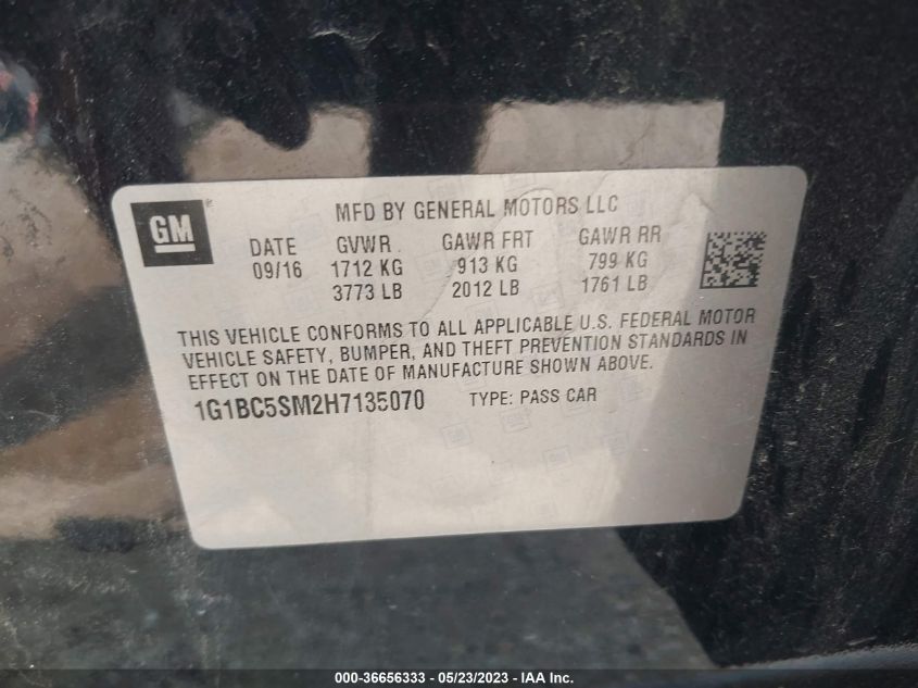 2017 CHEVROLET CRUZE LS - 1G1BC5SM2H7135070