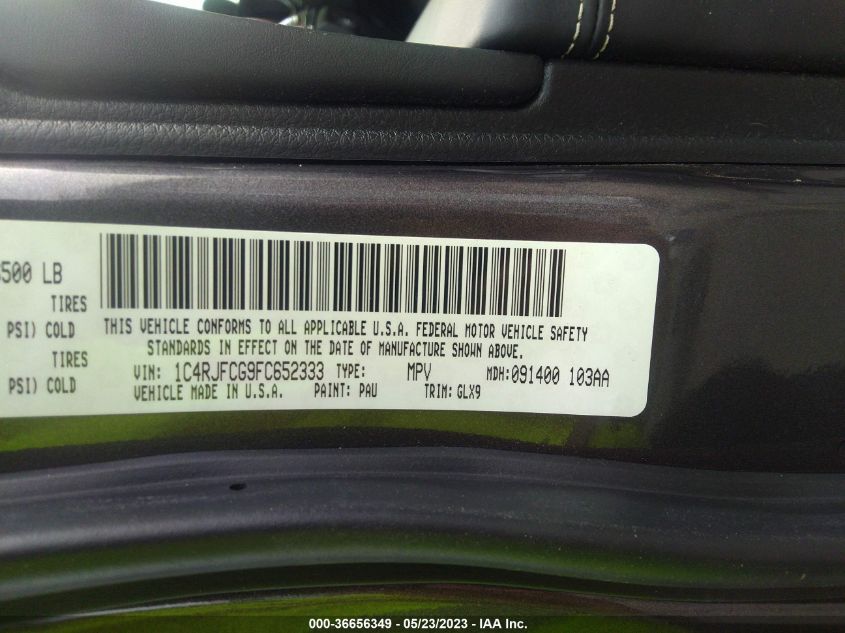2015 JEEP GRAND CHEROKEE OVERLAND - 1C4RJFCG9FC652333