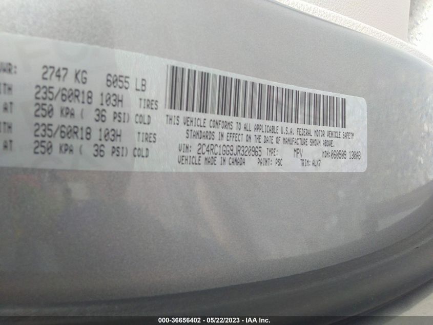 2018 CHRYSLER PACIFICA LIMITED - 2C4RC1GG9JR320965