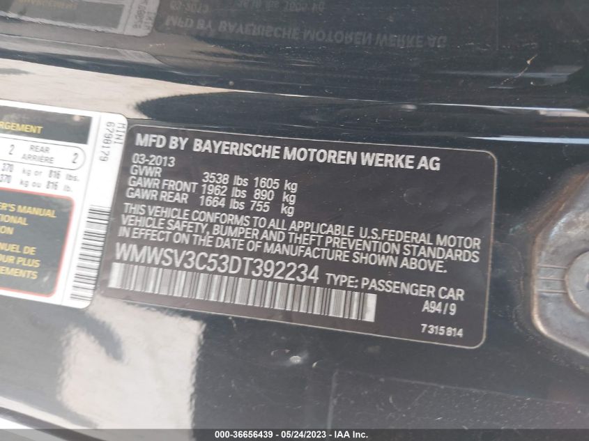 2013 MINI COOPER HARDTOP S - WMWSV3C53DT392234