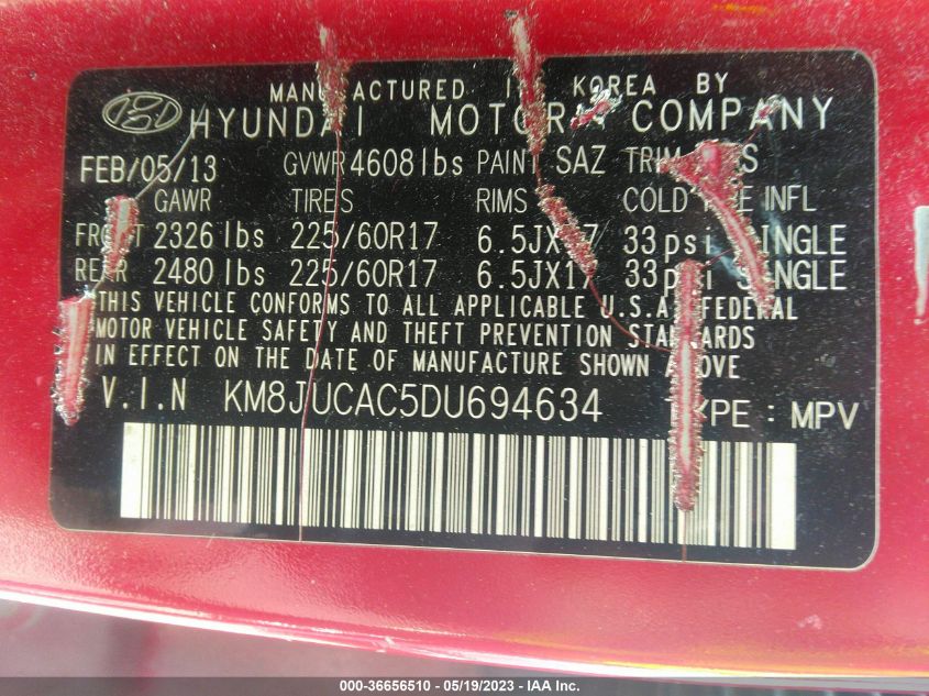 2013 HYUNDAI TUCSON GLS - KM8JUCAC5DU694634