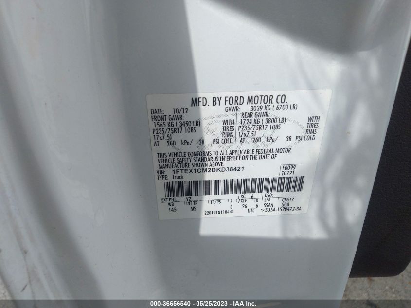 2013 FORD F-150 XL/STX/XLT - 1FTEX1CM2DKD38421
