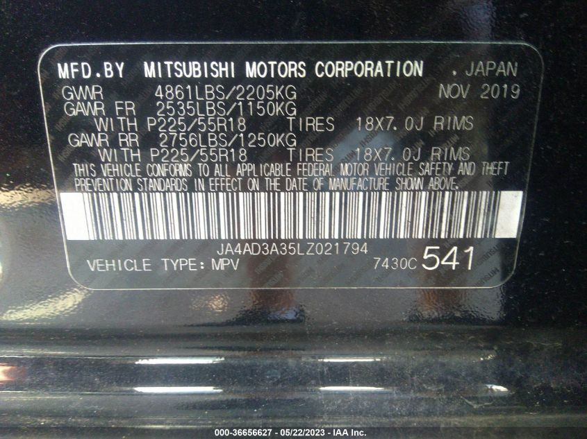 2020 MITSUBISHI OUTLANDER SE/SEL/LE/SP - JA4AD3A35LZ021794