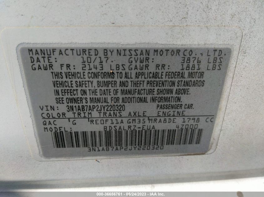 2018 NISSAN SENTRA SR - 3N1AB7AP2JY220320