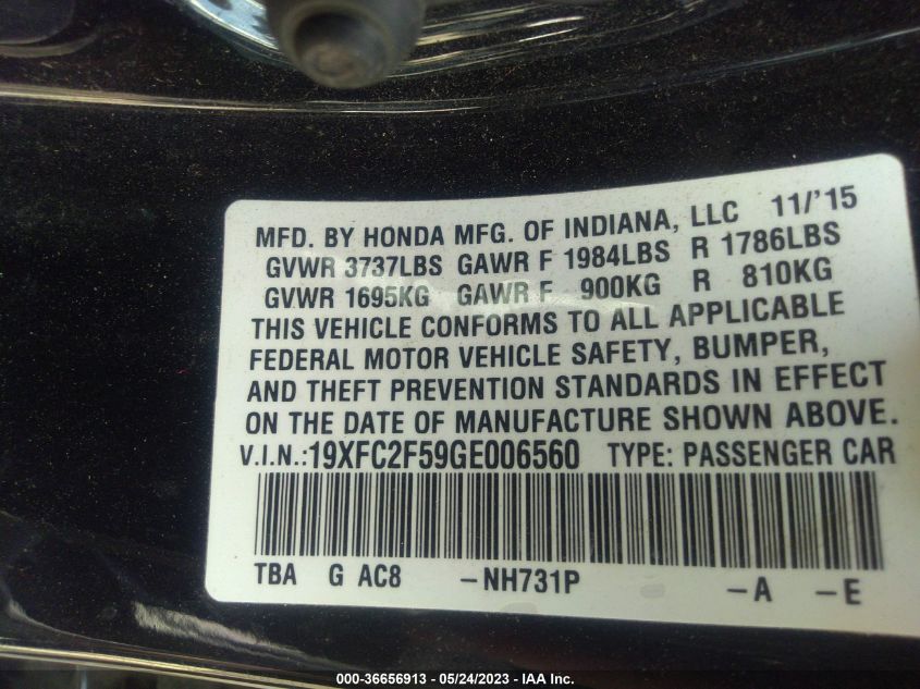 2016 HONDA CIVIC SEDAN LX - 19XFC2F59GE006560