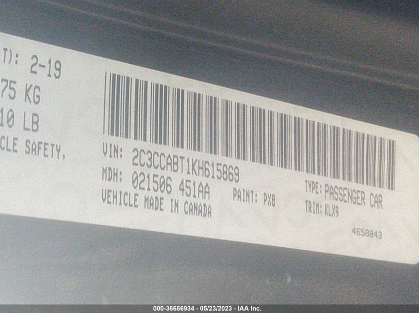 2019 CHRYSLER 300 300S - 2C3CCABT1KH615869
