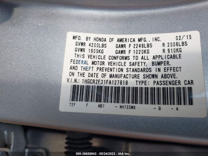 2015 HONDA ACCORD SEDAN LX - 1HGCR2F31FA127618